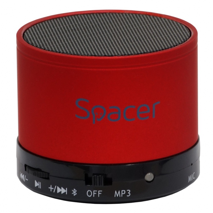 Imagine Boxa portabila bluetooth TOPPER 3W Rosu, Spacer SPB-TOPPER-RED